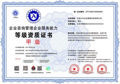 企業(yè)管理咨詢服務(wù)能力等級(jí)證書